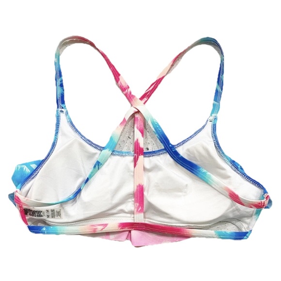 Victoria’s Secret PINK Swim Top MBikini Flounce Ruffle Crossback Multicolor - Picture 4 of 6